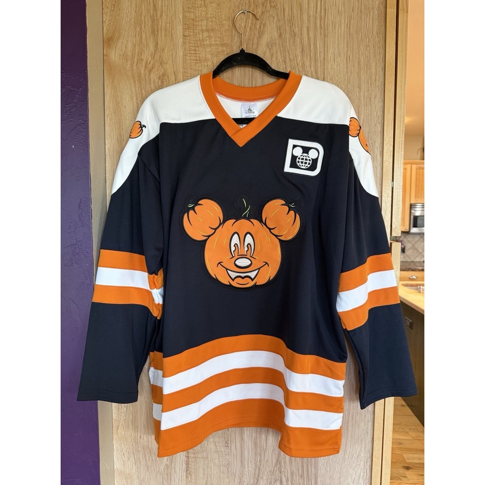 Disney Parks Mickey Mouse Halloween Hockey Jersey Shirt Adult Medium NWT